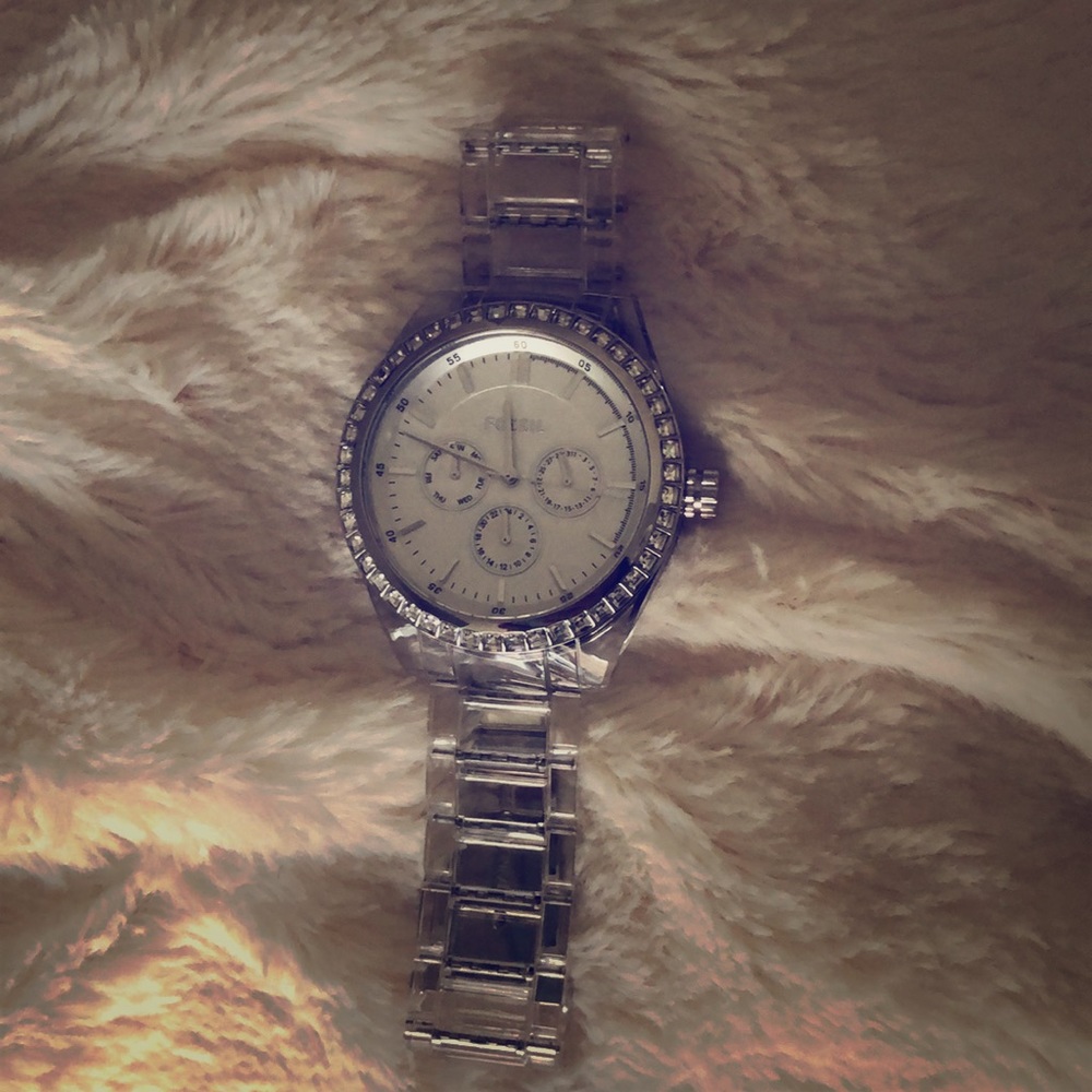 Fossil Clear White Glitz Watch